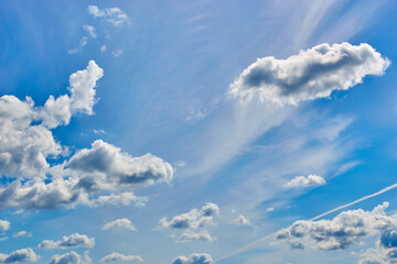 Beautiful blue sky with white clouds on a bright Sunny summer afternoon