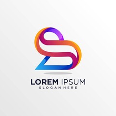 Modern abstract logo with initial S, modern, idea, color, Premium vector