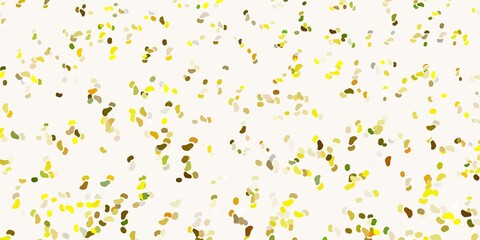 Light green, yellow vector backdrop with chaotic shapes.
