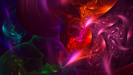 3D rendering abstract multicolor fractal light background