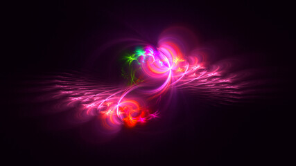 3D rendering abstract multicolor fractal light background