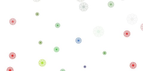 Light multicolor vector doodle pattern with flowers.
