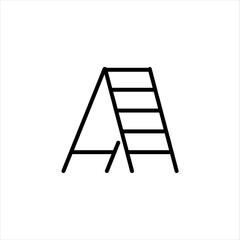 Ladder glyph icon. Stepladder solid vector black icon isolated on a white background. Logo illustration. Equipment for repair, building, garden or farm.