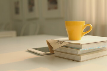 cup of coffee and book
