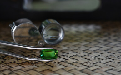 
Green emerald in the gemstone clip