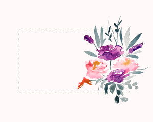 watercolor flower decoration with text space area
