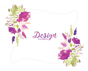 purple watercolor flower decorative floral background design
