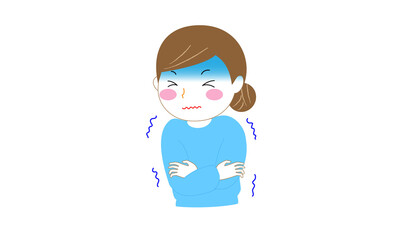 寒気を感じて震える女性