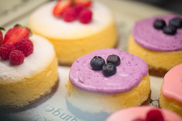 Selective focus delicious sweet cakes and pastry