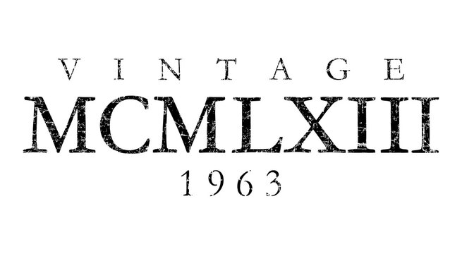 Vintage MCMLXIII 1963 Roman (Distressed Black)