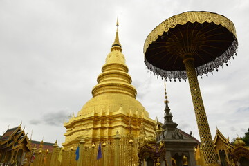 Golden Pagoda Wat Phra That Hariphunchai, Lamphun province Thailand.
