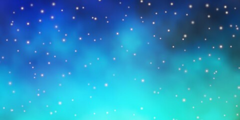 Light Blue, Green vector template with neon stars. Blur decorative design in simple style with stars. Pattern for websites, landing pages.