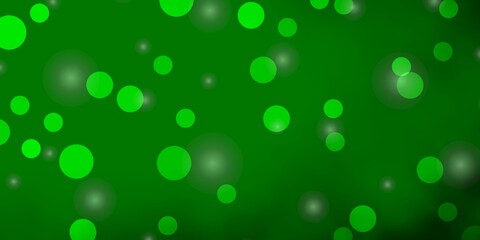 Light Green vector background with circles, stars. Colorful disks, stars on simple gradient background. Design for posters, banners.