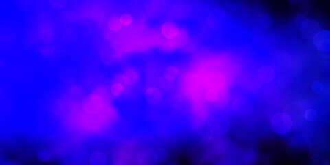 Dark Pink, Blue vector backdrop with dots. Abstract decorative design in gradient style with bubbles. Design for posters, banners.