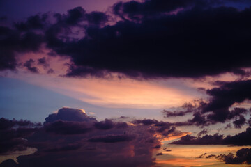 colorful of clouds and sky in sunset