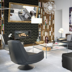Contemporary Apartment Furnishing in Detail - 3d illustration