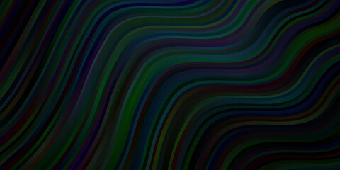 Dark Green vector template with curved lines. Colorful illustration in abstract style with bent lines. Pattern for ads, commercials.