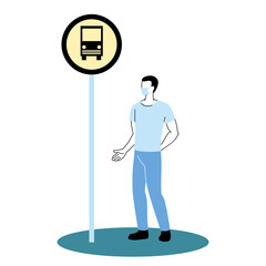 man with mask on bus stop