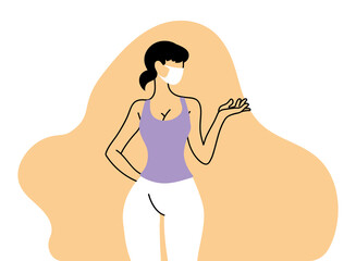 young woman with mask and casual clothes