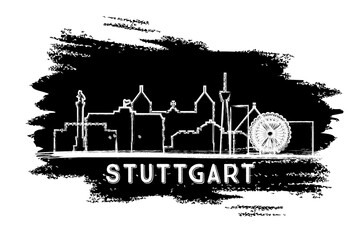 Stuttgart Germany City Skyline Silhouette. Hand Drawn Sketch.