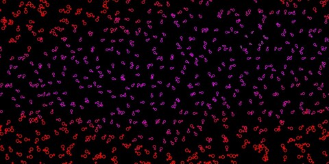 Dark Pink vector background with occult symbols.