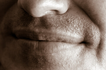 Close-up lips and mouth of a man.