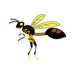 Yellow Wasp  icon vector on a white background - Simple Things