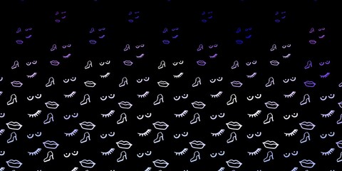 Dark Purple vector background with woman symbols.