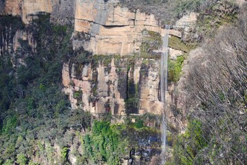 Fototapeta na wymiar The natural waterfalls in the Blue Mountains national park, Australia