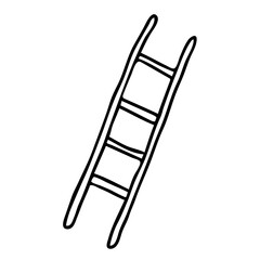 Hand-draw black vector illustration of metallic or wooden ladder isolated on a white background