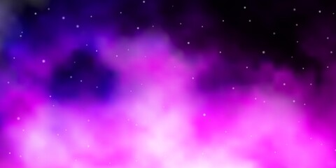 Dark Purple, Pink vector background with colorful stars. Decorative illustration with stars on abstract template. Best design for your ad, poster, banner.