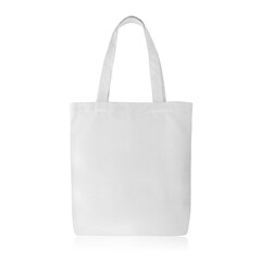Natural White Linen Fabric Fashion Cotton & Eco Friendly Tote Bag Isolated on White Background....