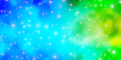 Obraz premium Light Blue, Green vector layout with bright stars. Decorative illustration with stars on abstract template. Theme for cell phones.