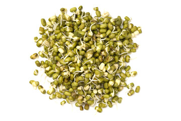 Mung beans sprouts isolated on white background