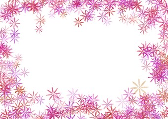 Abstract backgrounds. Hand drawn various shapes and doodle objects. Flower frame, slender petals, pink, fuchsia. Free space in the middle of the frame for entering text.