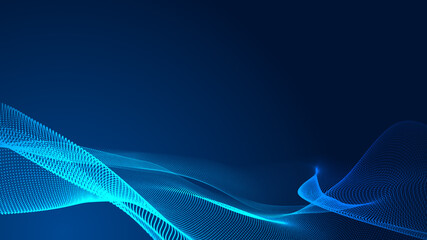 Dot blue wave light screen gradient texture background. Abstract  technology big data digital background. 3d rendering.