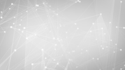 Abstract white gray polygon tech network with connect technology background. Abstract dots and lines texture background. 3d rendering.