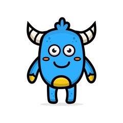 cartoon cute blue monster
