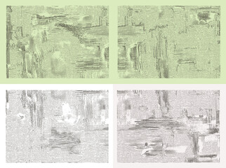 Artistic vector texture, irregular cross hatching strokes on canvas. Oil, acrylic set of four paintings.