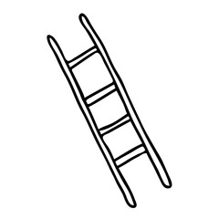 Hand-draw black vector illustration of metallic or wooden ladder isolated on a white background