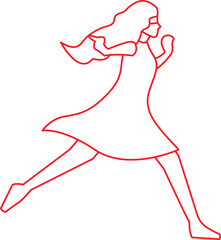 vector illustration of a woman in red