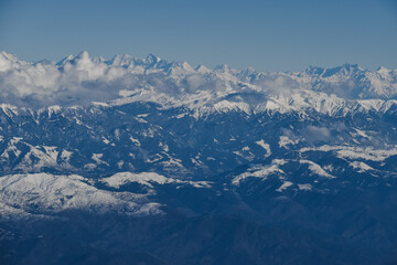 Fototapeta na wymiar A beautiful view of Snow Covered mountains at Kashmir Valley,India.