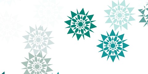 Light blue, green vector texture with bright snowflakes.