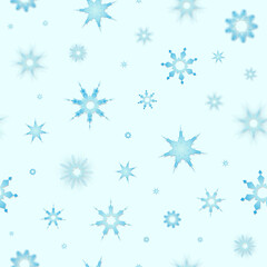 Seamless winter texture. Winter snowflake background. Christmas template