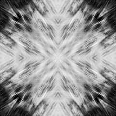 Computer graphics, pattern - kaleidoscope, seamless surreal magic texture in shades of gray. The tile is square.