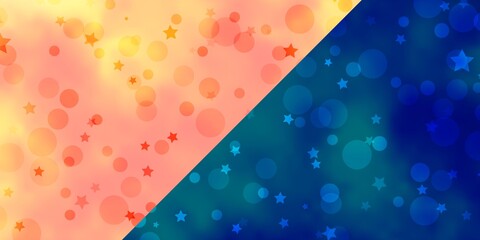 Vector texture with circles, stars. Illustration with set of colorful abstract spheres, stars. Pattern for trendy fabric, wallpapers.