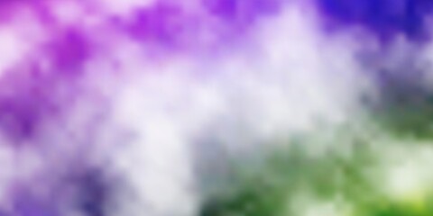 Light Pink, Green vector backdrop with cumulus. Illustration in abstract style with gradient clouds. Colorful pattern for appdesign.