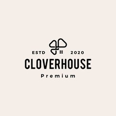 house clover hipster vintage logo vector icon illustration