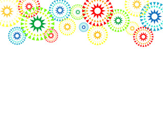 白背景の打ち上げ花火のイラスト　カラフルでポップなデザイン