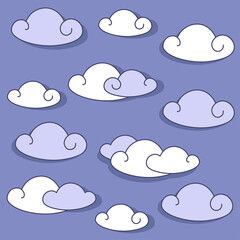 Hand draw cloud vector pattern